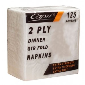 Napkin Dinner White Qtr Fold 2ply 1000