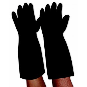 Black Latex Long Gloves Bk 46cm Long (rubber Latex)