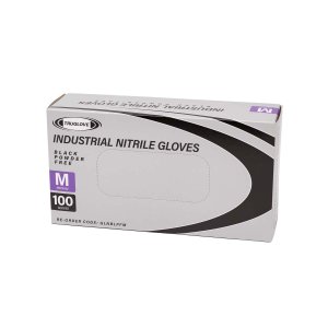 Nitrile Disposable Gloves Black Med Pkt100