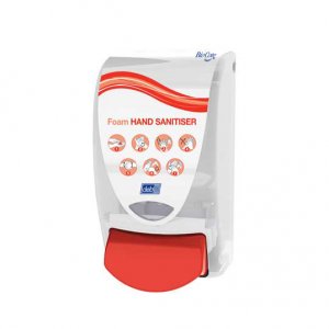 Deb Cutan Transparent Sanitiser Icons Dispenser 2160 Red